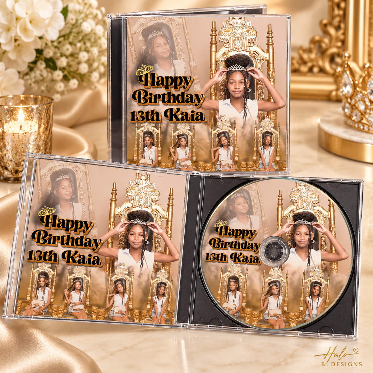Photo-personalized CD-style memory keepsake with matching case