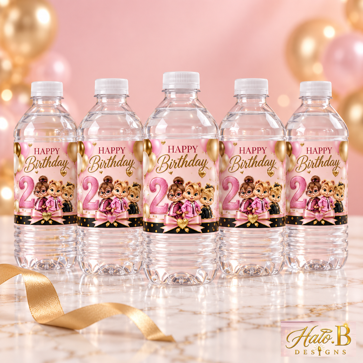 Halo B Designs Custom Water Bottle Party Favors premium product display