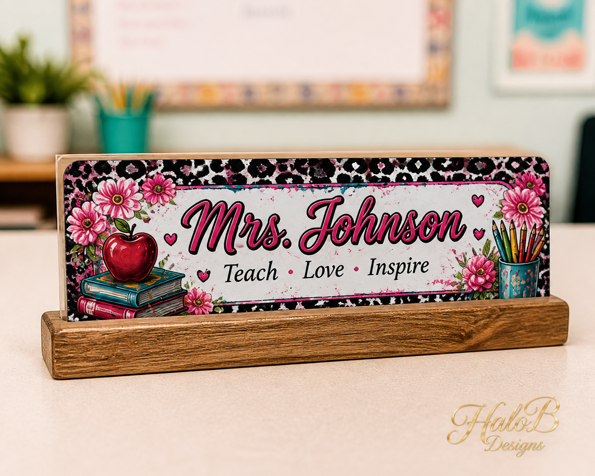 Personalized Teacher Desk Nameplate by Halo B Designs