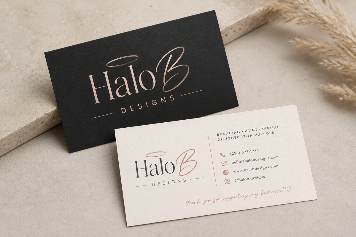 Custom rose gold business card design and printing