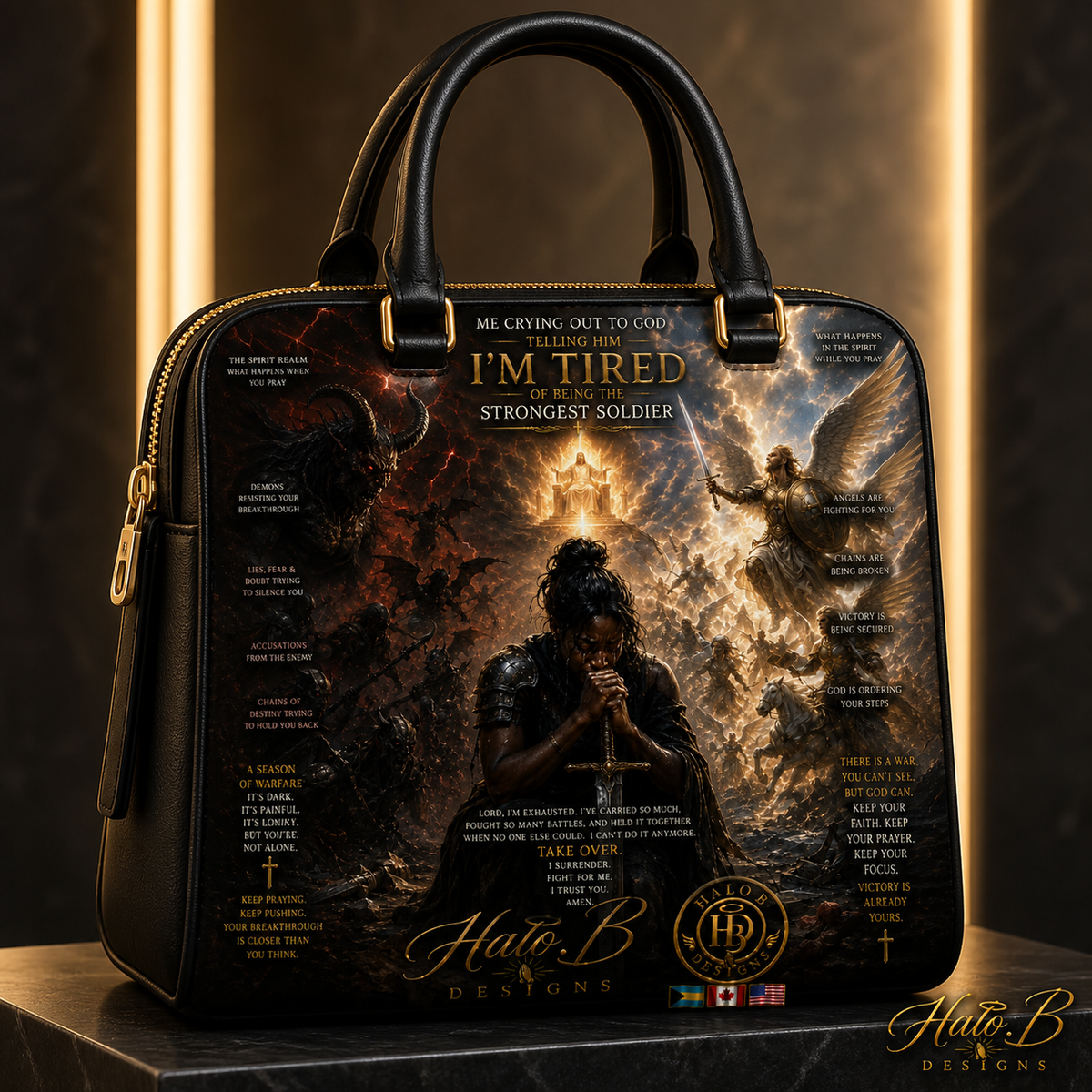 Spiritual Warfare Full-Print Structured Handbag