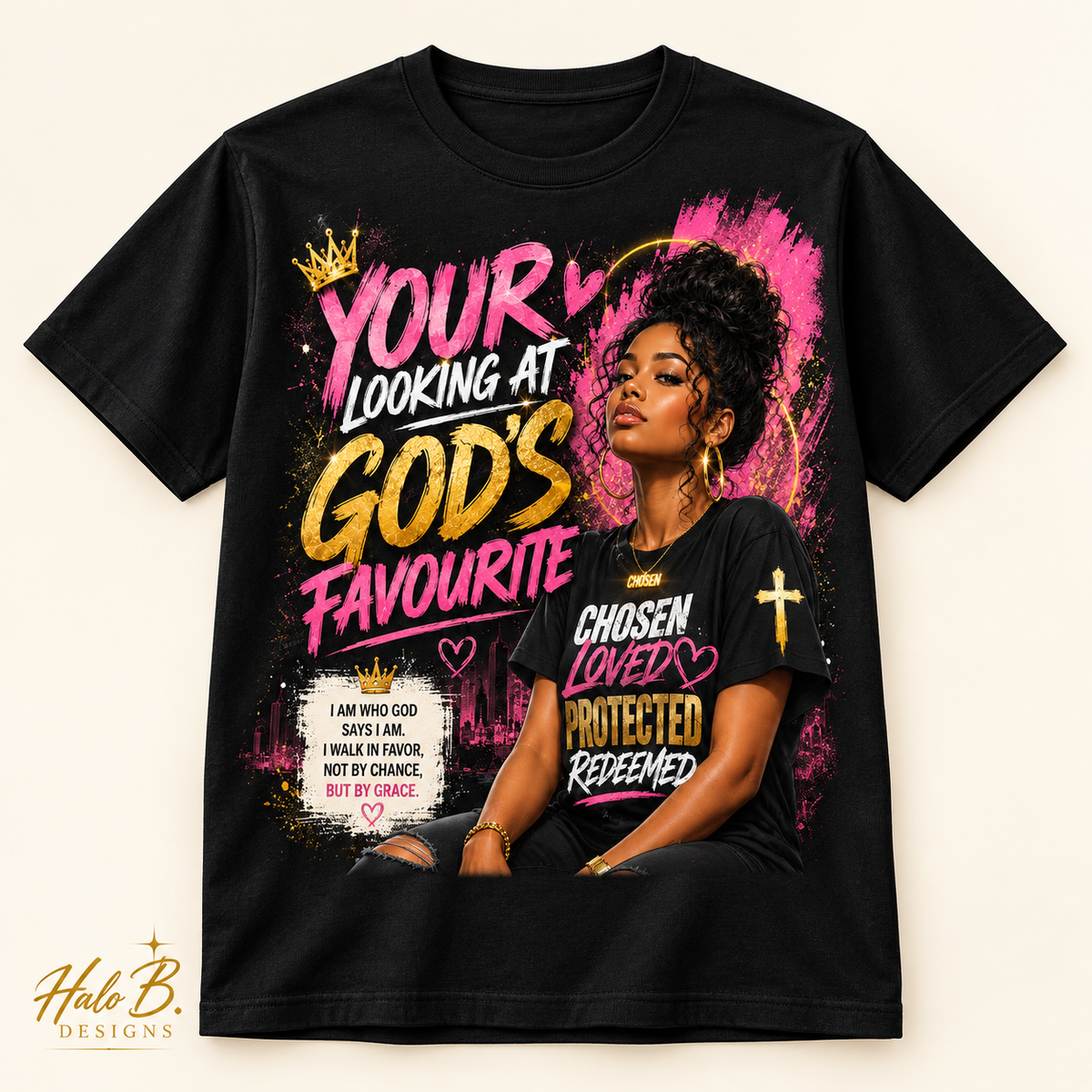 You're Looking at God's Favourite black Christian graphic T-shirt product photo
