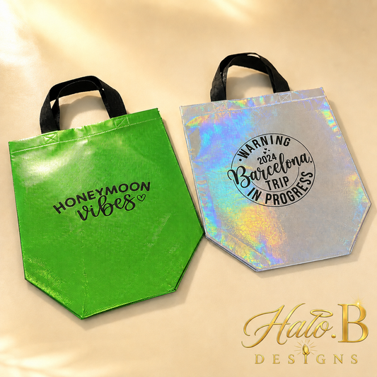 Barcelona trip holographic personalized gift bag