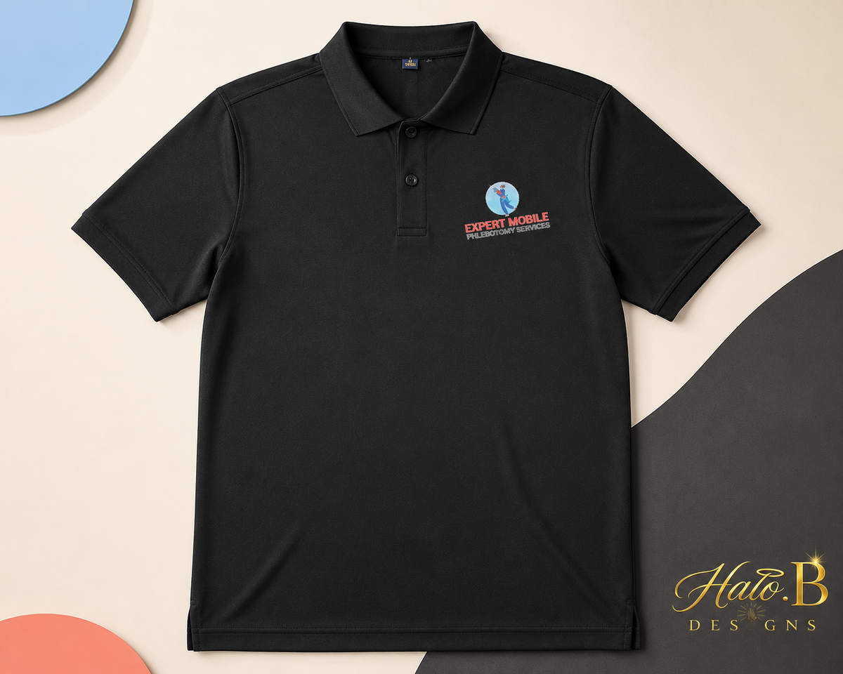 Black custom business logo polo shirt