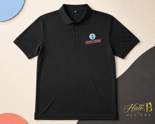 Black custom business logo polo shirt