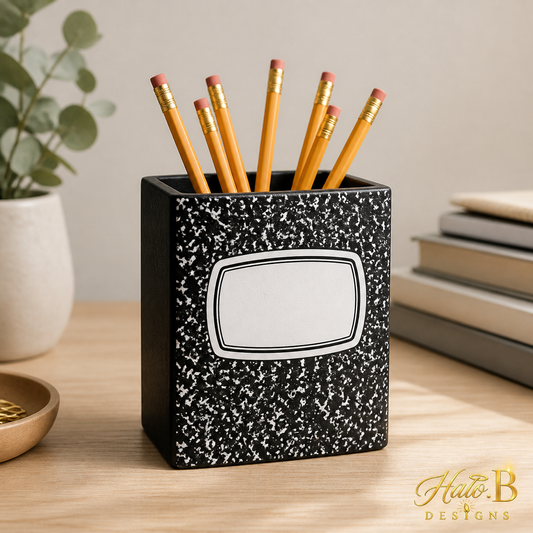 Personalized Composition-Style Pencil Holder