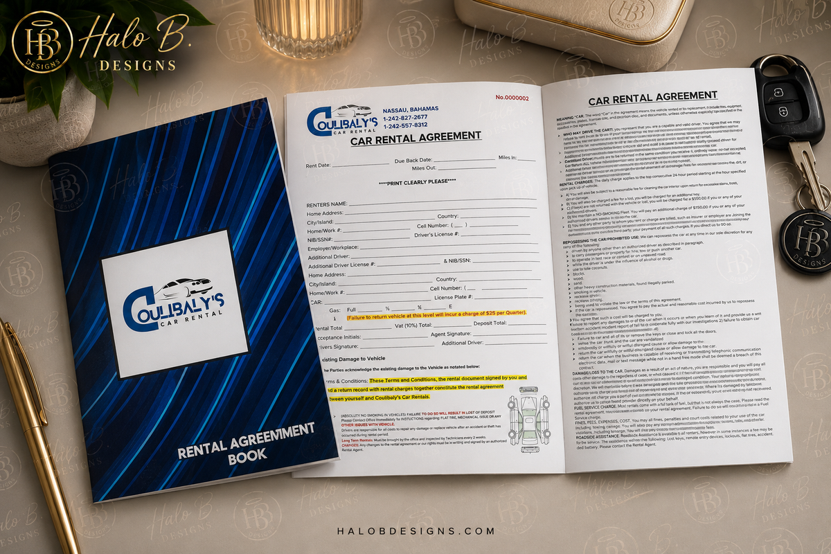 Custom Rental Agreement & Receipt Books