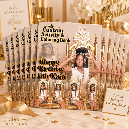 Ten photo-personalized activity and coloring book party favors