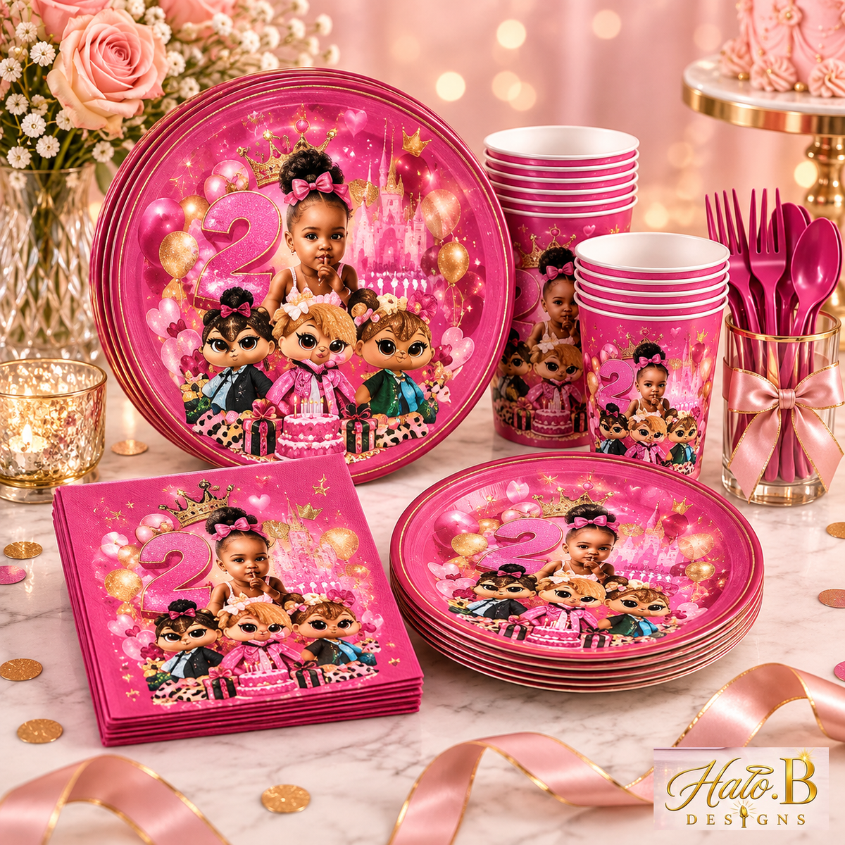 Halo B Designs Custom Party Favor Tableware Essentials Pack premium product display
