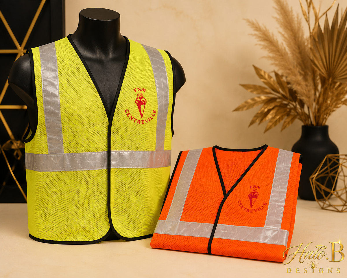 Custom reflective high visibility safety vests