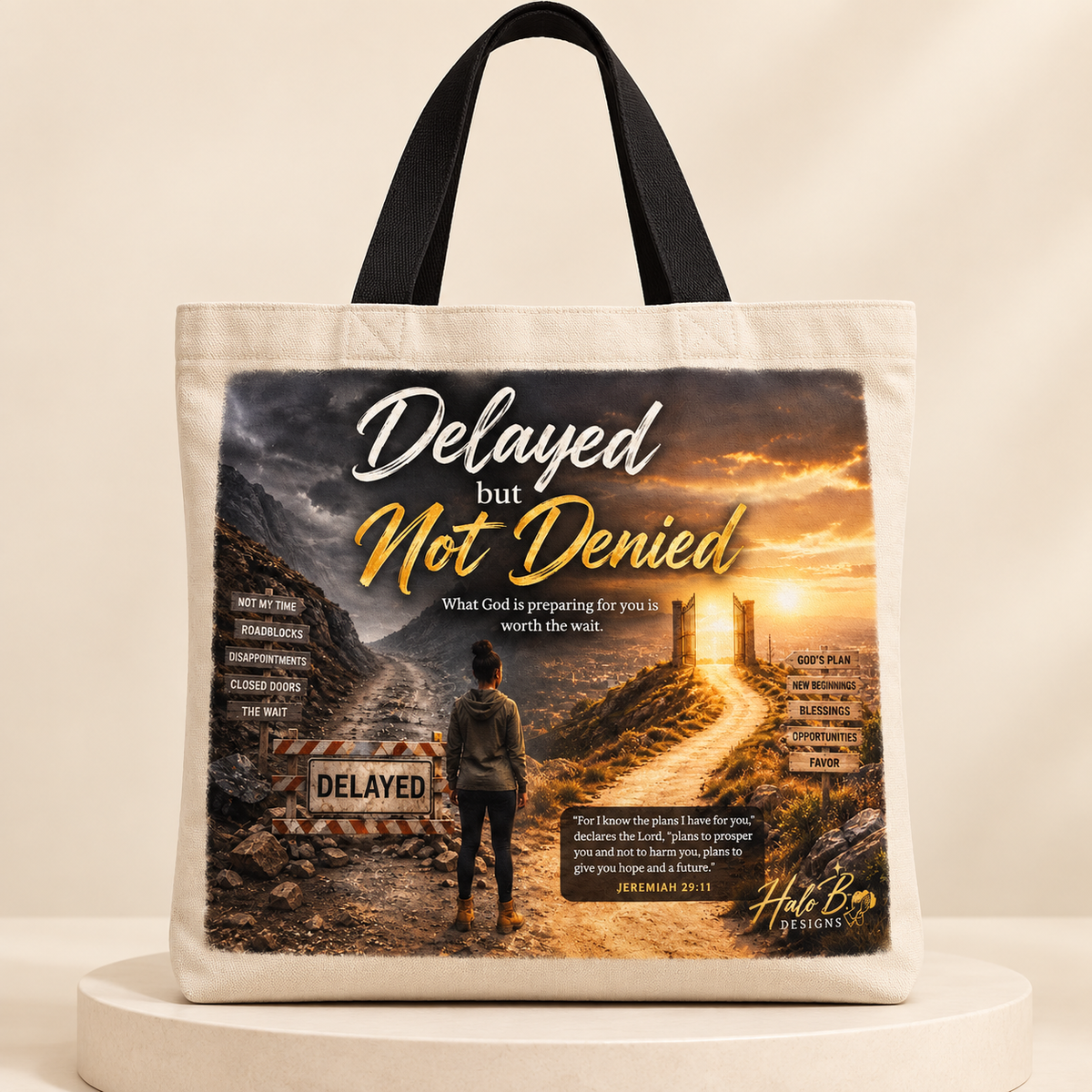 Delayed But Not Denied Christian canvas tote bag