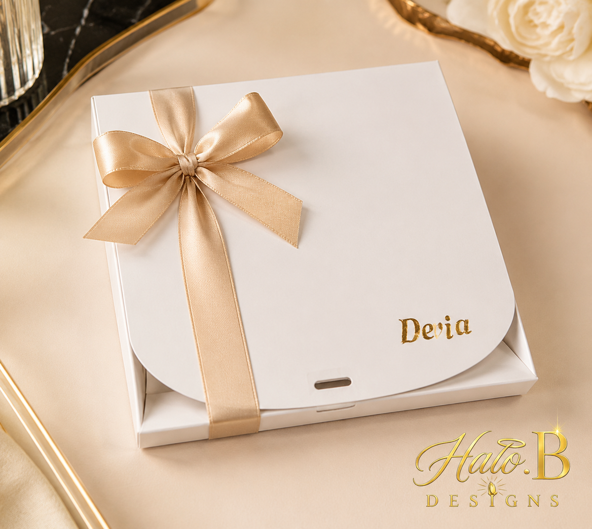 Devia personalized gift box with satin bow