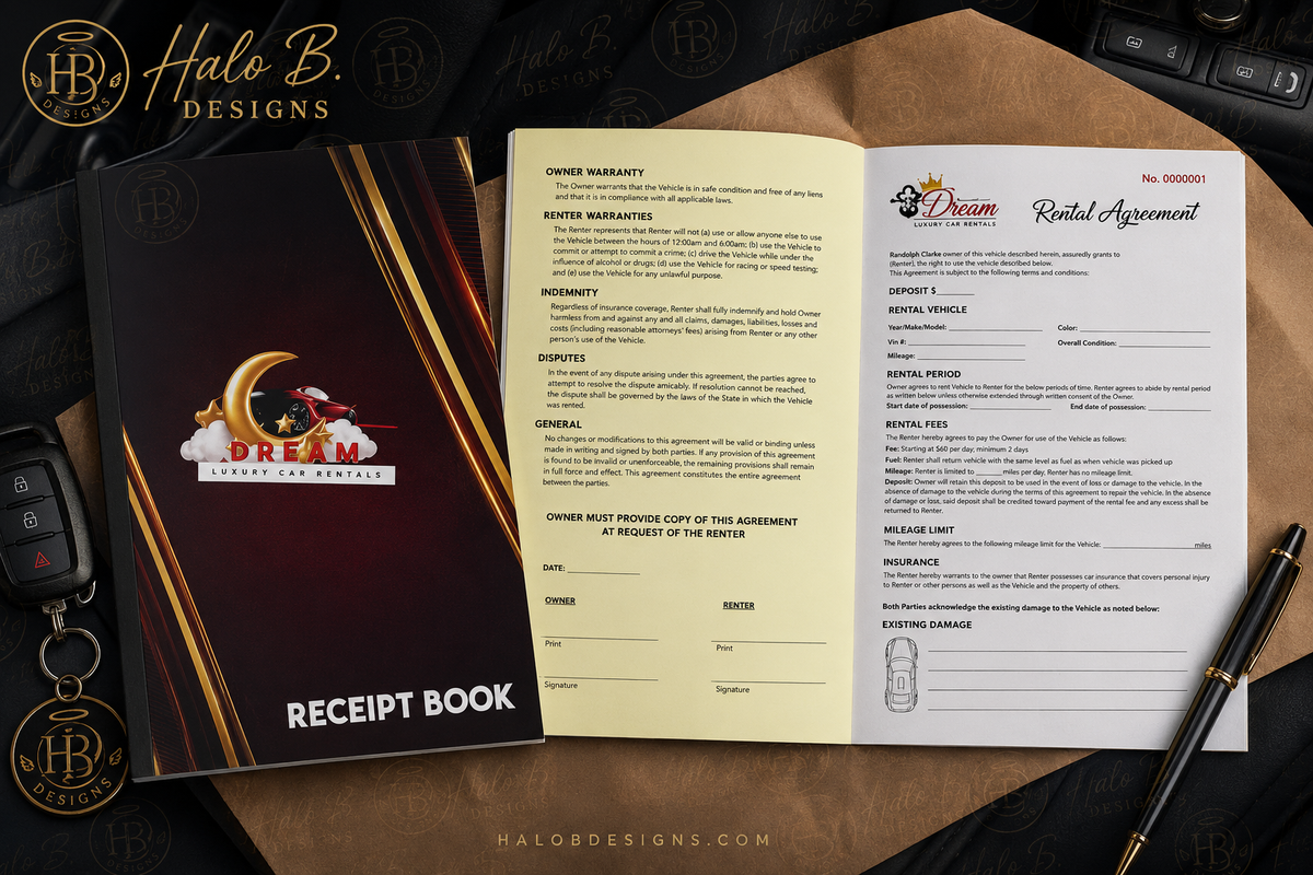 Custom Rental Agreement & Receipt Books