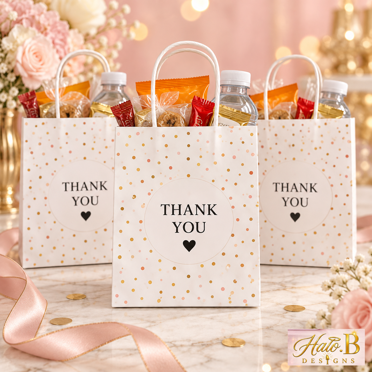 Halo B Designs Filled Custom Treat Bags premium product display