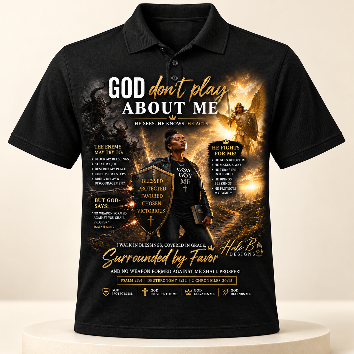 God Don't Play About Me Christian polo shirt
