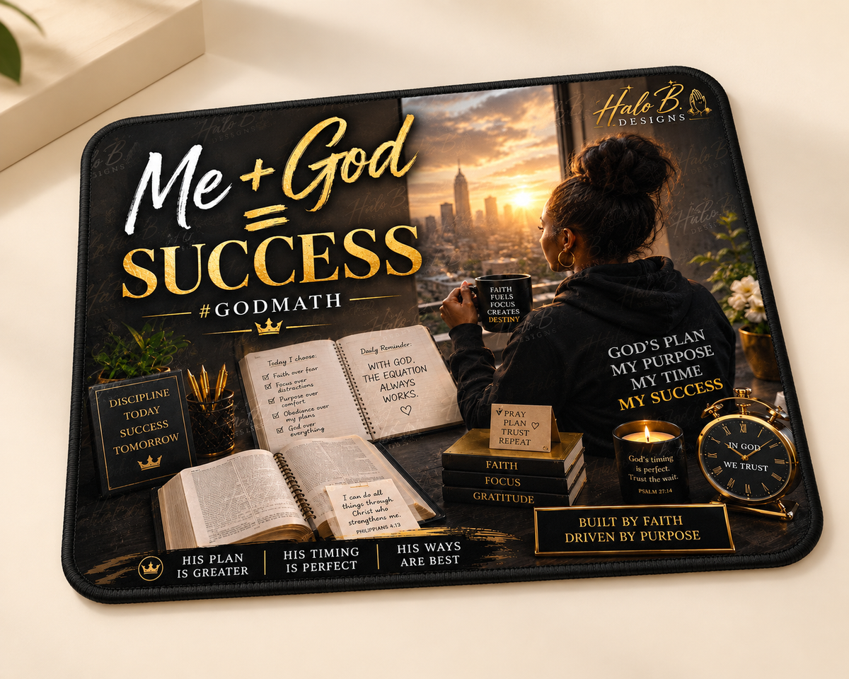 Me plus God equals Success GodMath Christian mouse pad