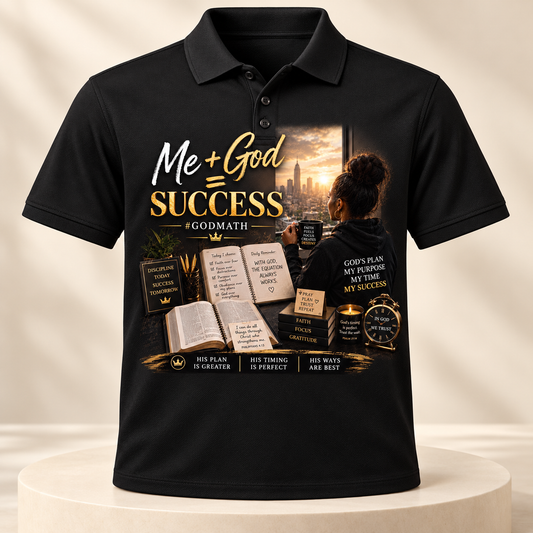 Me plus God equals Success GodMath Christian polo shirt