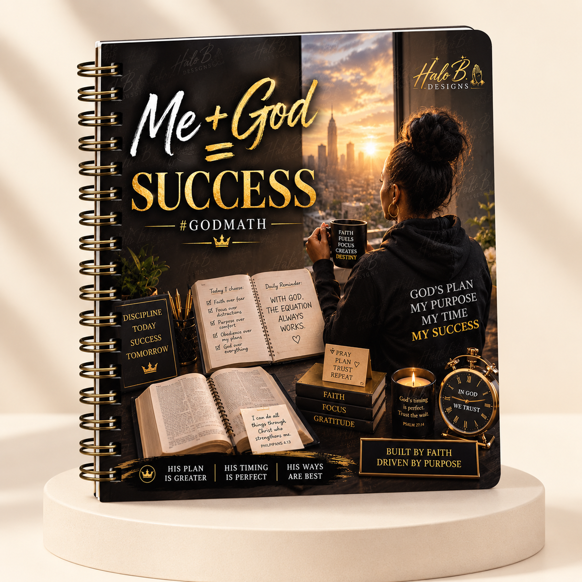 Me plus God equals Success GodMath spiral prayer journal notebook