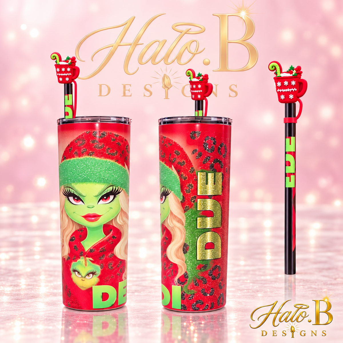 Halo B Designs customized tumbler, straw, straw topper and lid topper stock photo 1