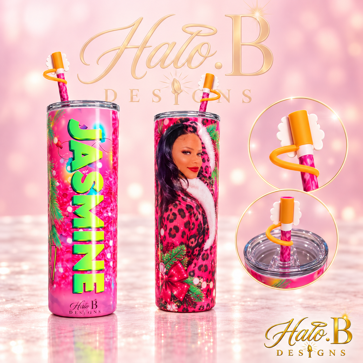 Halo B Designs customized tumbler, straw, straw topper and lid topper stock photo 2