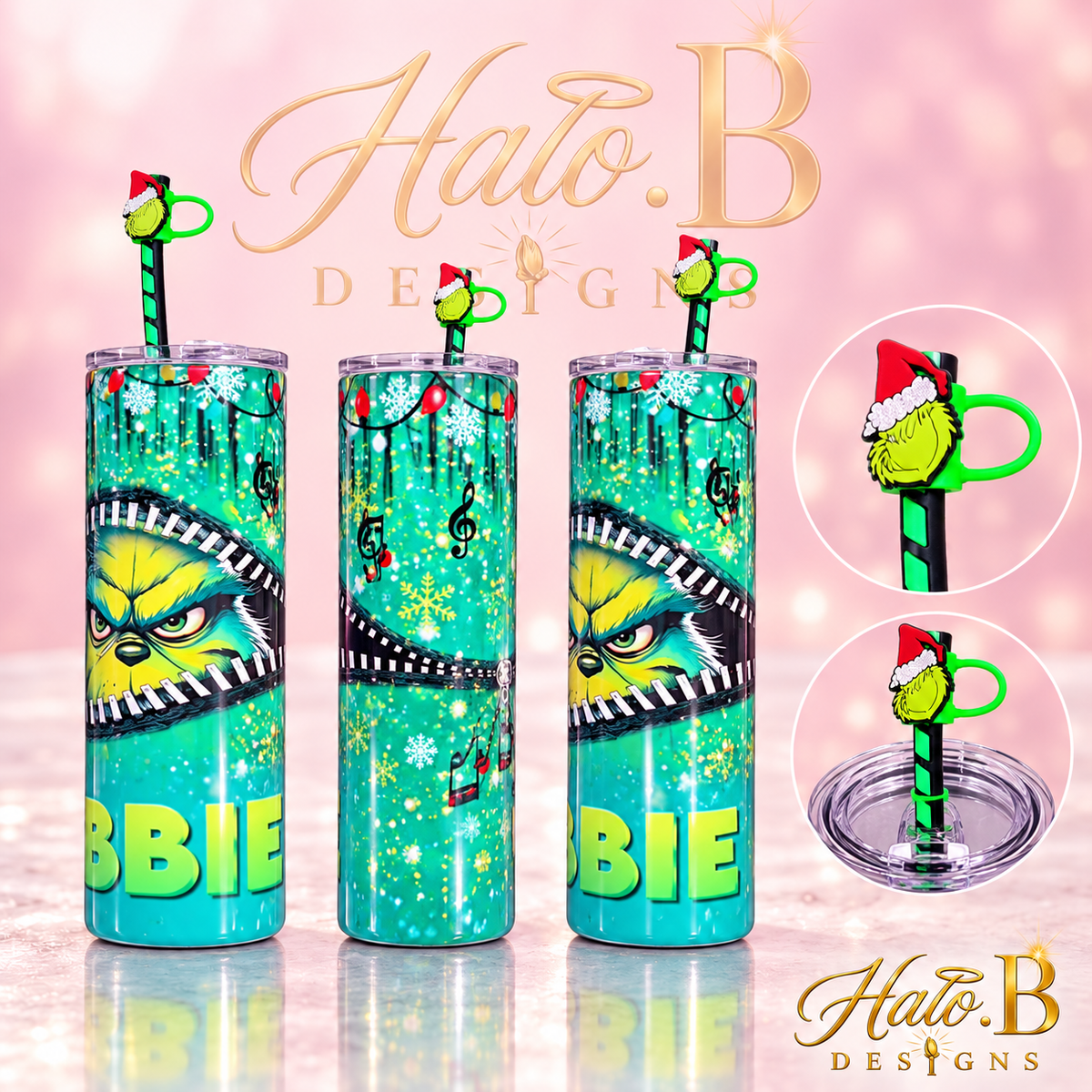 Halo B Designs customized tumbler, straw, straw topper and lid topper stock photo 3