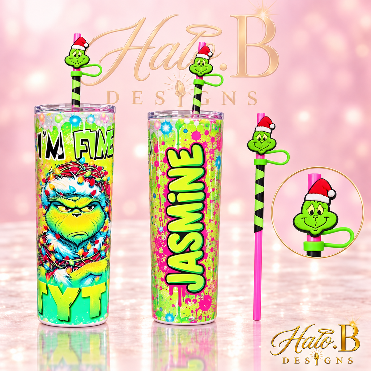 Halo B Designs customized tumbler, straw, straw topper and lid topper stock photo 5