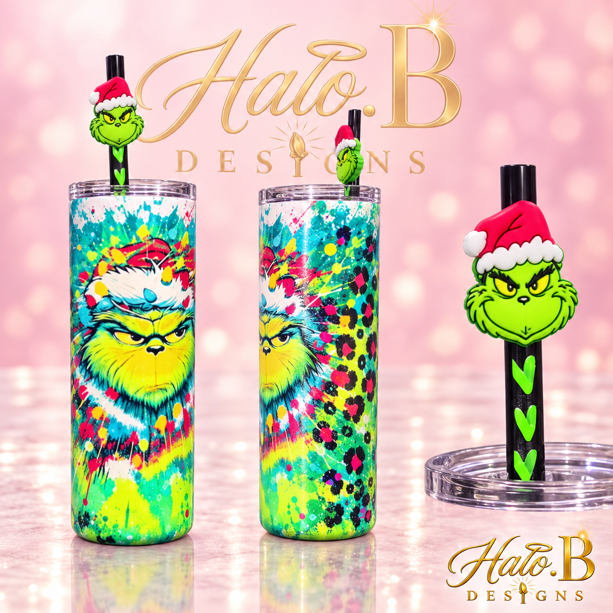 Halo B Designs customized tumbler, straw, straw topper and lid topper stock photo 6