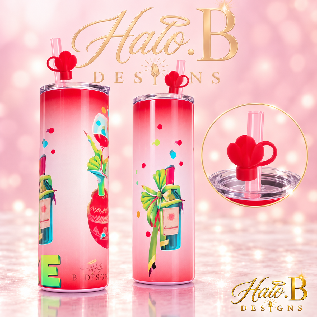 Halo B Designs customized tumbler, straw, straw topper and lid topper stock photo 9