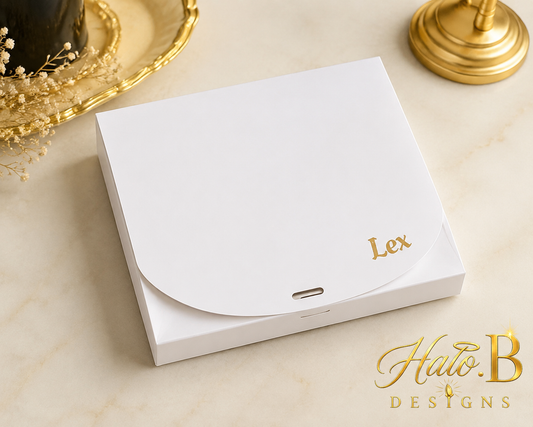 Personalized flat gift box with gold name