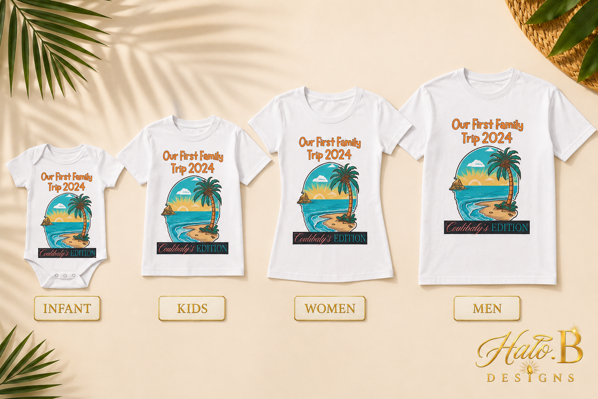 Matching family vacation apparel in infant kids women and men sizes