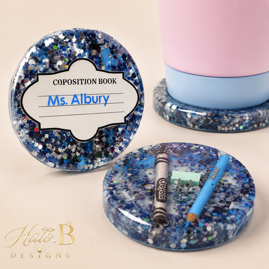 Personalized glitter resin tumbler