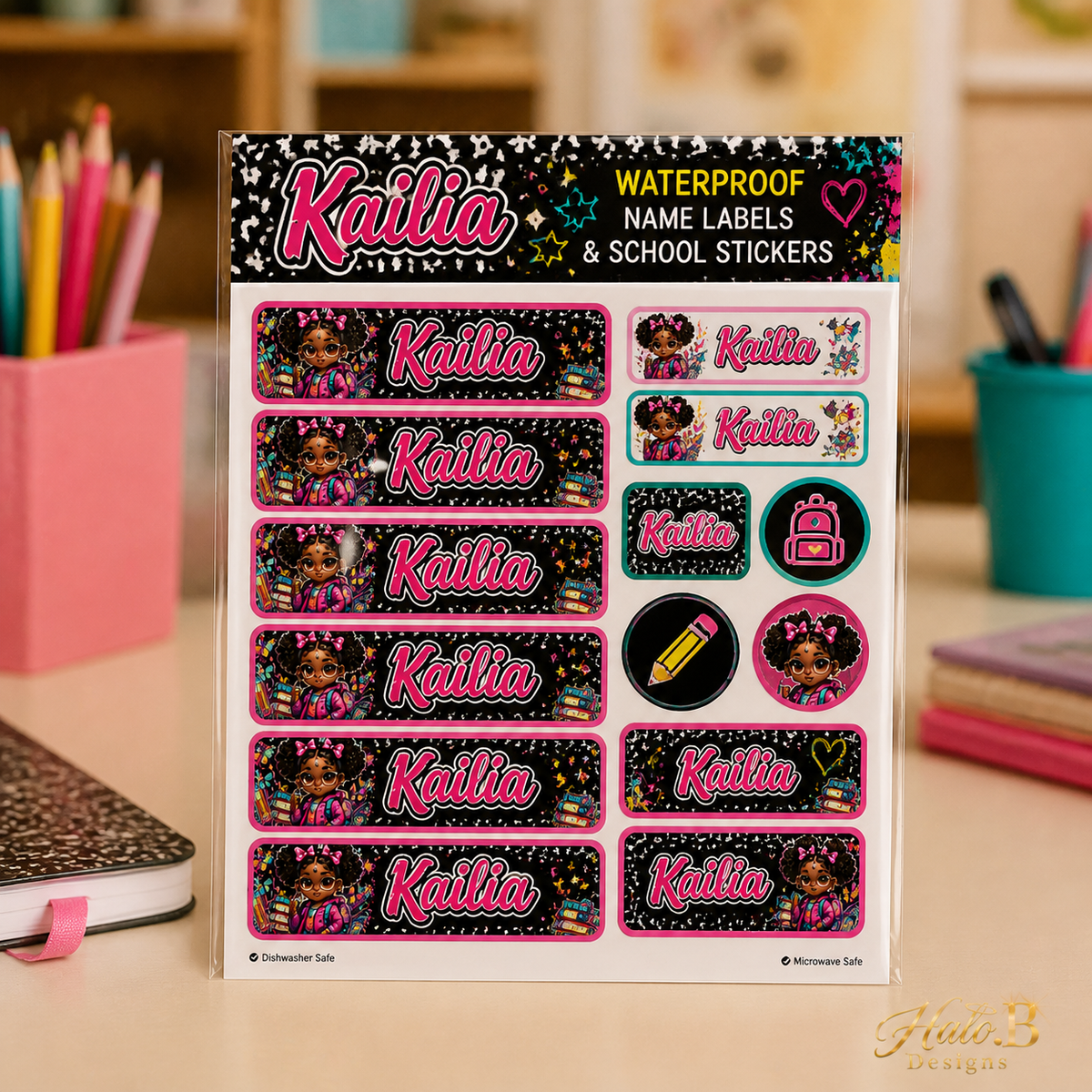 Personalized Name Label Sheet by Halo B Designs