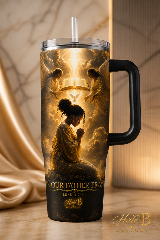 Our Father Prayer Luke 11:2–4 40 oz handled Christian tumbler
