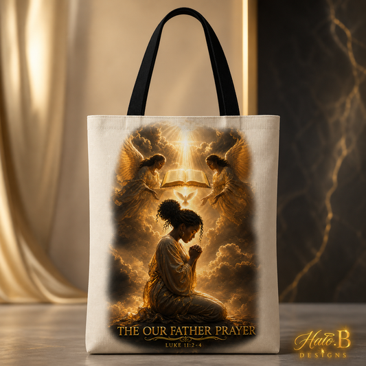 Our Father Prayer Christian canvas tote bag