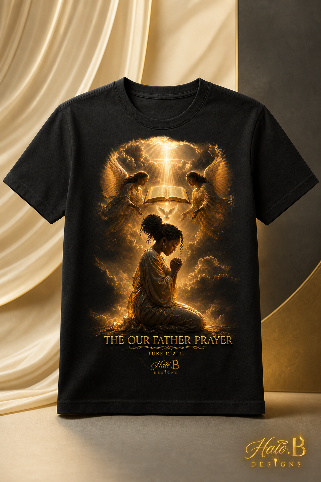 Our Father Prayer Luke 11:2–4 black Christian graphic T-shirt