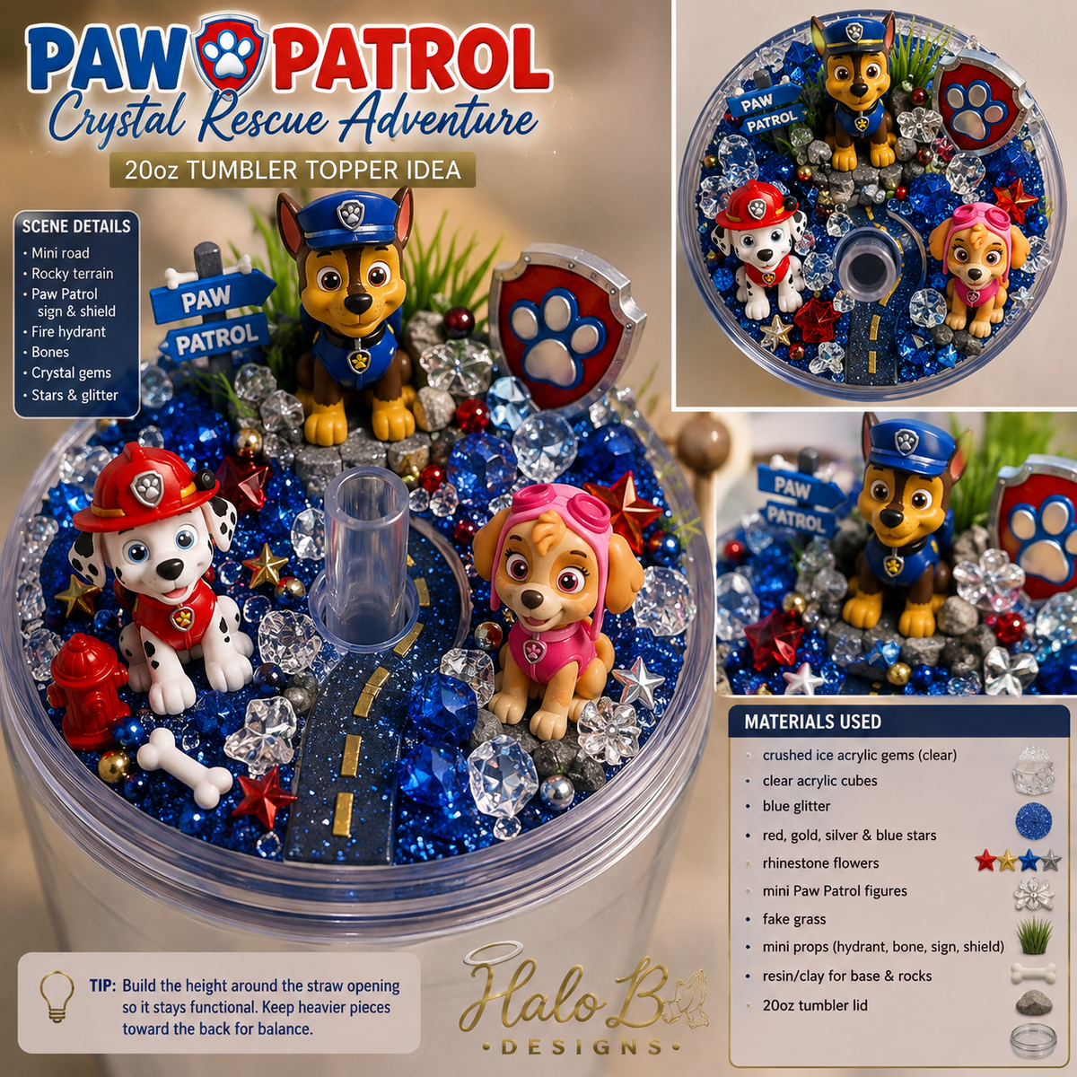 Custom 3D character tumbler lid topper