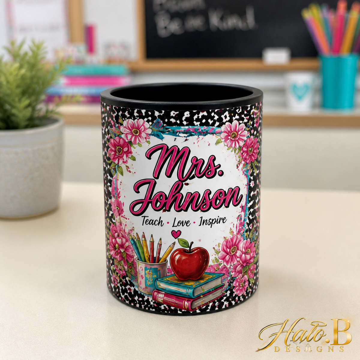 Personalized Teacher Pencil Cup by Halo B Designs