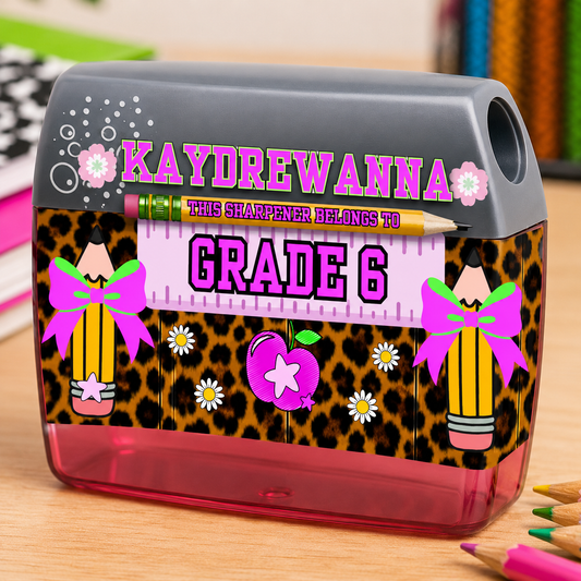 Personalized Pencil Sharpener with Shavings Container