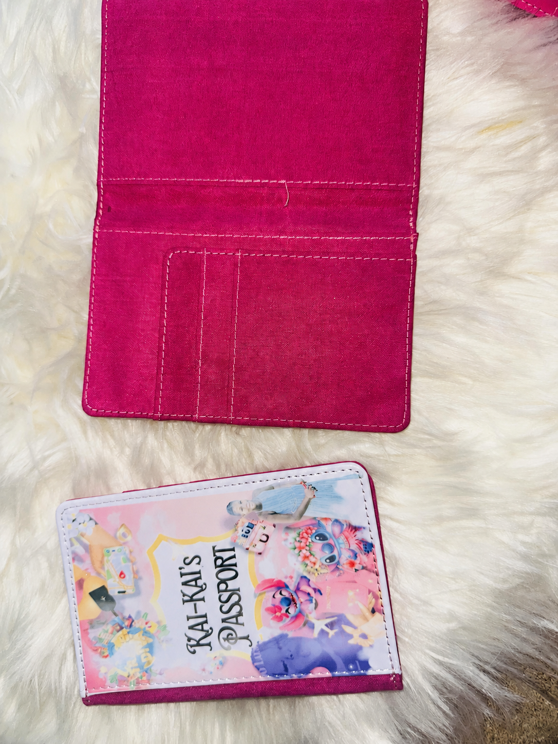 Pink personalized Kai-Kai passport holder