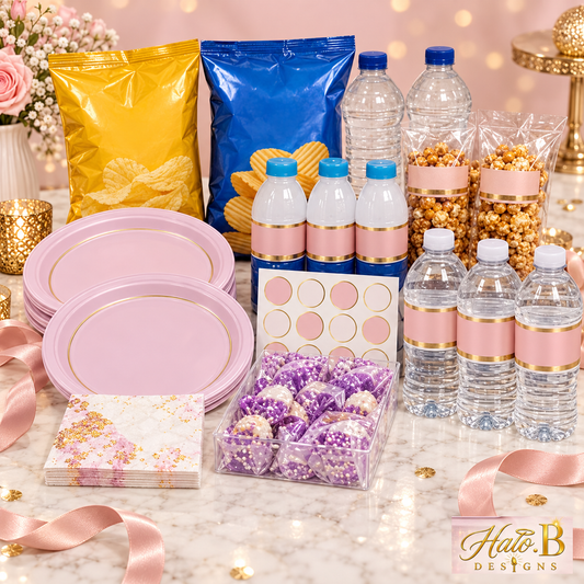 Halo B Designs Ready-to-Assemble Custom Party Favor Kit premium product display