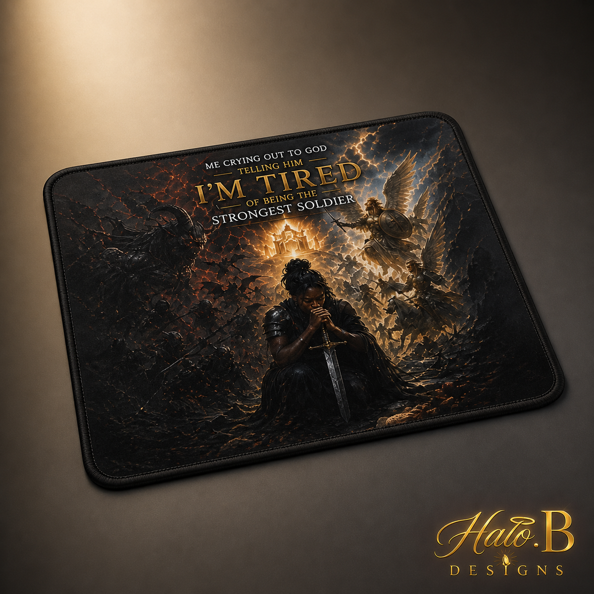 Strongest Soldier stitched mouse pad