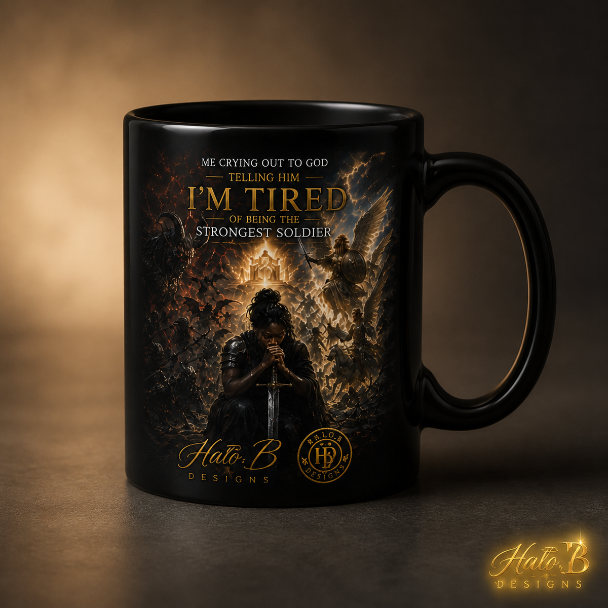 Strongest Soldier black ceramic mug