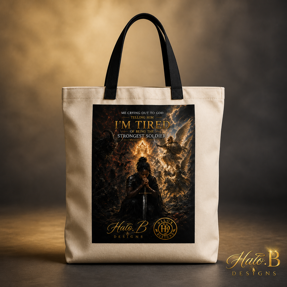 Strongest Soldier natural canvas tote bag