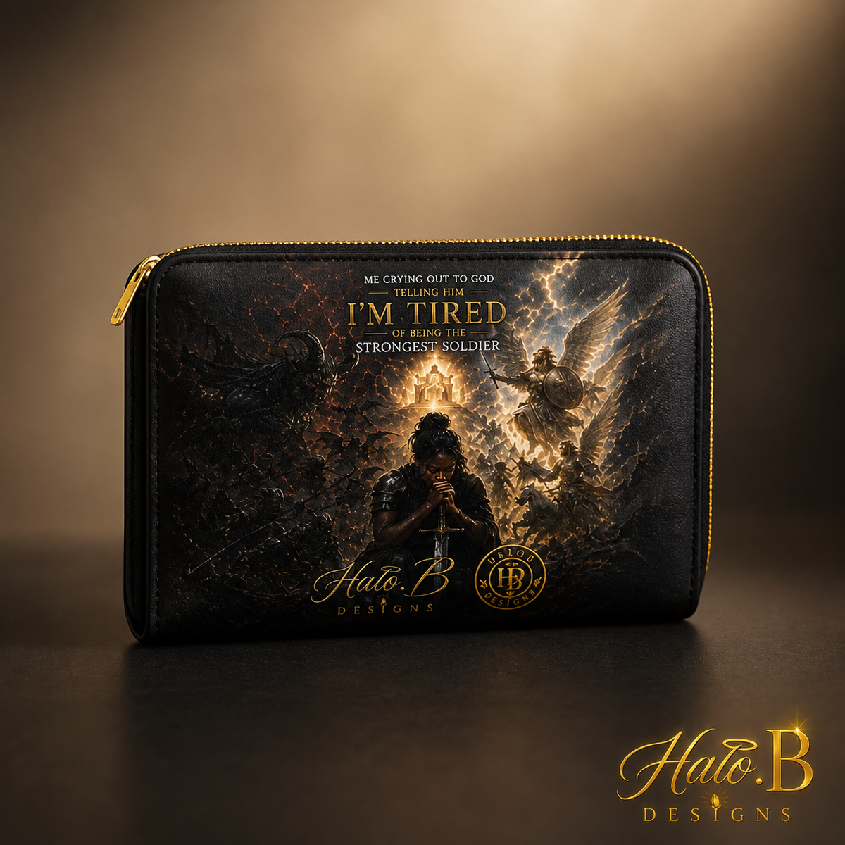 Black Strongest Soldier Christian zip-around wallet