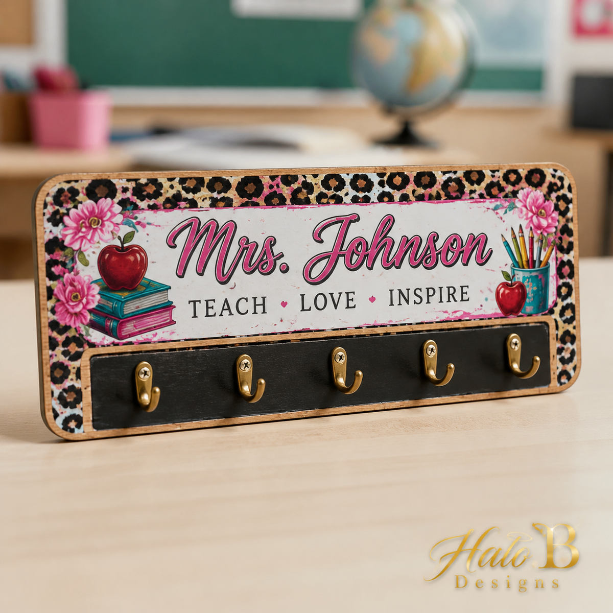 Personalized Teacher Key Holder by Halo B Designs
