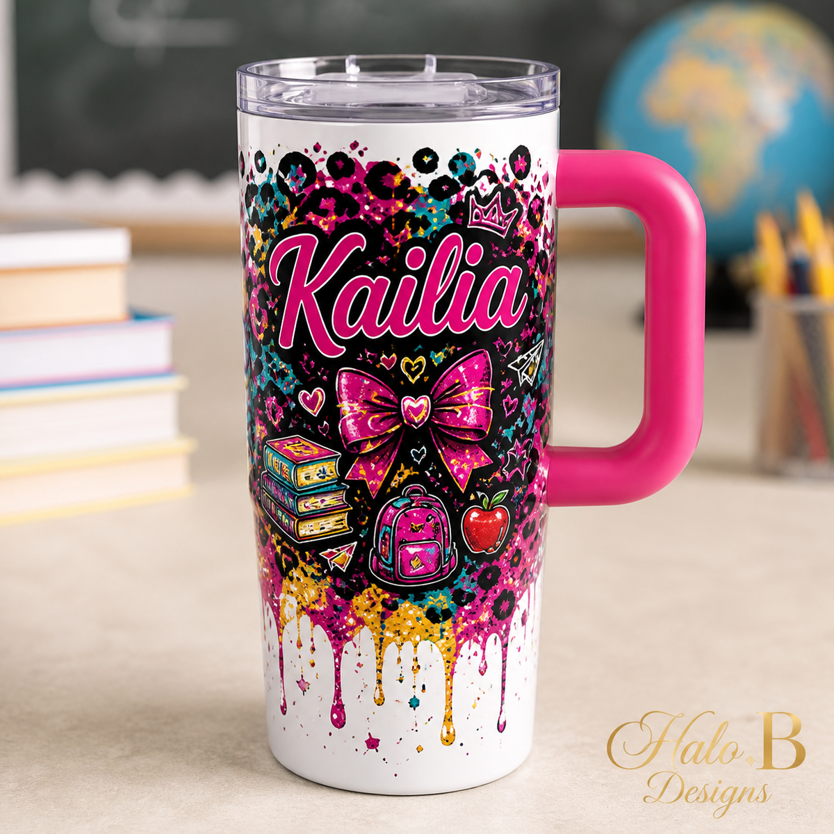 Personalized Travel Mug with Lid by Halo B Designs