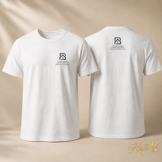 Custom vinyl shirts with front-crest and back-crest placement and new gold Halo B Designs watermark