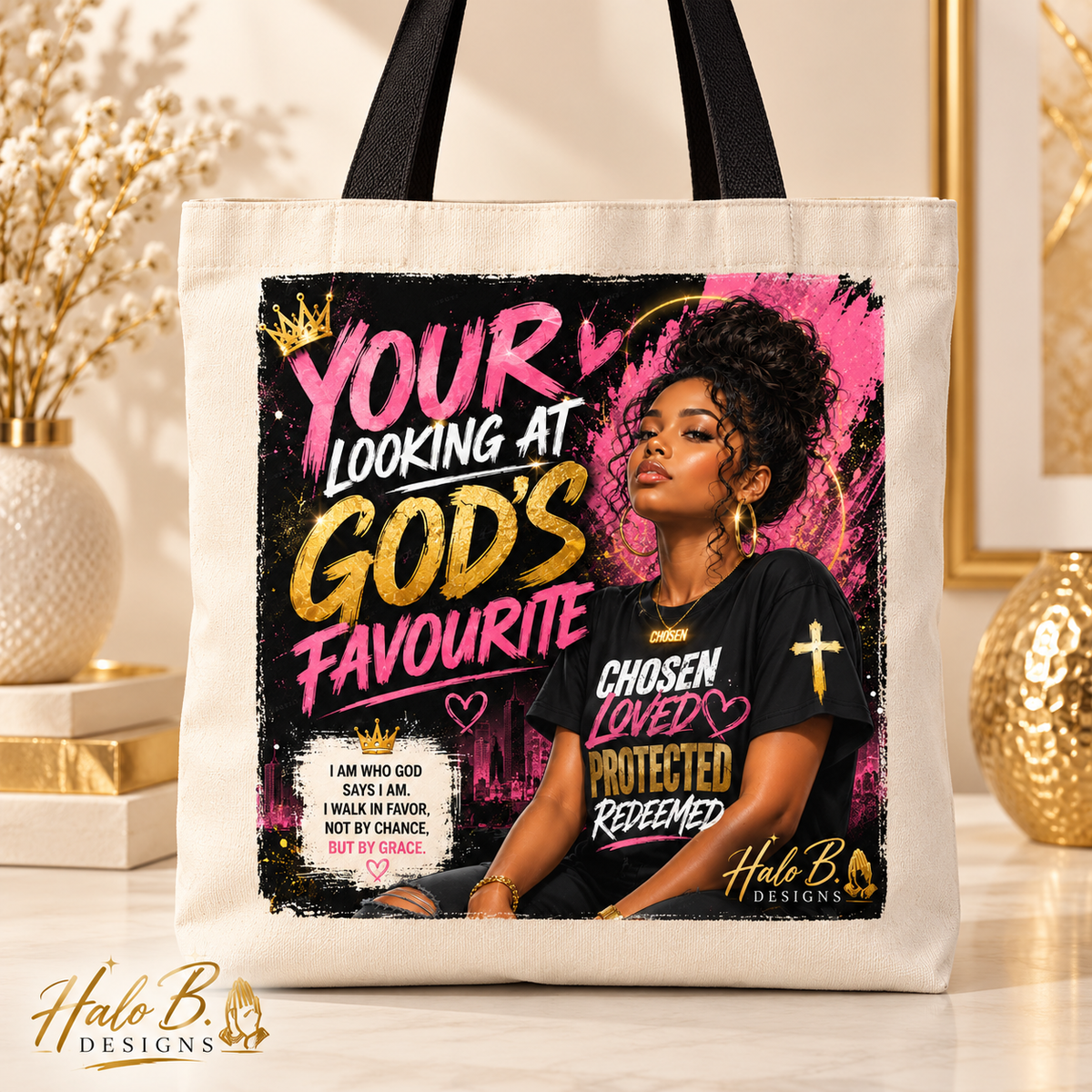You're Looking at God's Favourite Christian canvas tote bag product photo