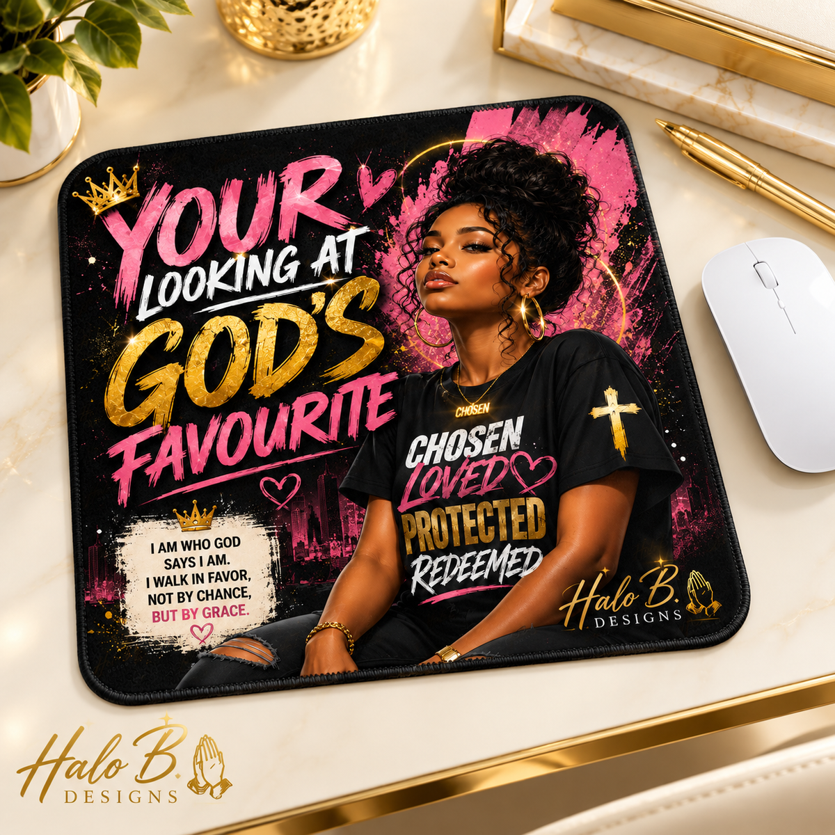 You're Looking at God's Favourite Christian desk mouse pad product photo