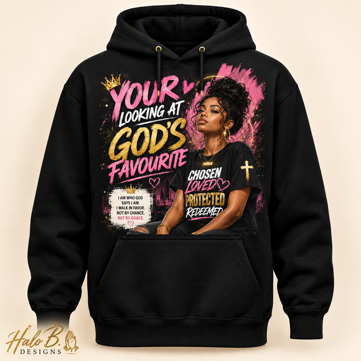 You're Looking at God's Favourite black Christian faith hoodie product photo